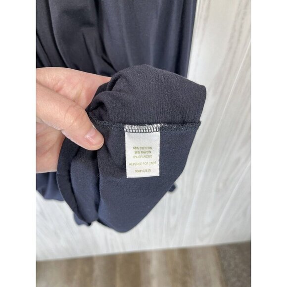 Garnet Hill Dress Women's Black Jersey Knit Short Slv Knee Length Stretch Twist - Picture 4 of 8